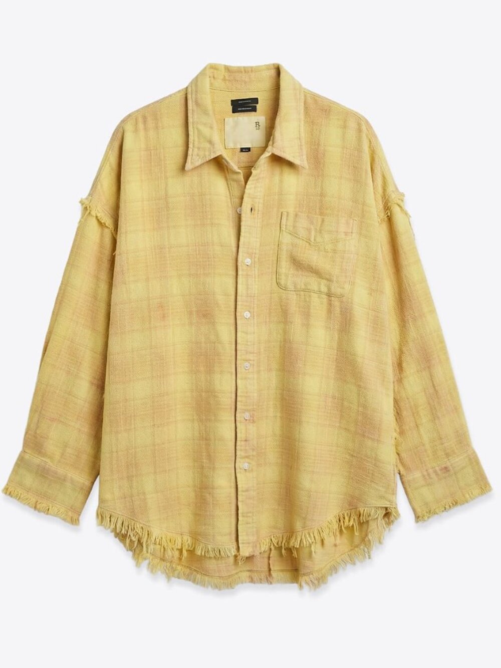 R13 NWOT Chemise Shredded Drop Neck – Jaune Plaid M
